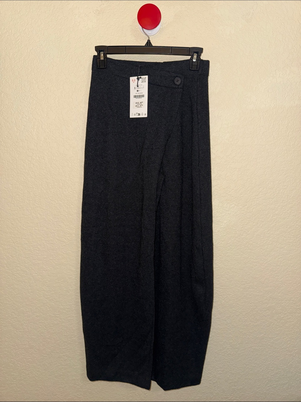 ZARA Charcoal Gray Wrap Front Wide Leg Pants Size Small NWT